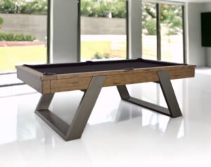 Modesto Pool Table | 8 Foot | Whiskey & Steel Finish | Plank & Hide